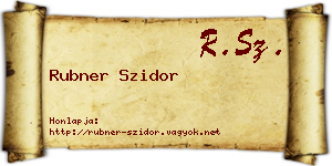 Rubner Szidor névjegykártya